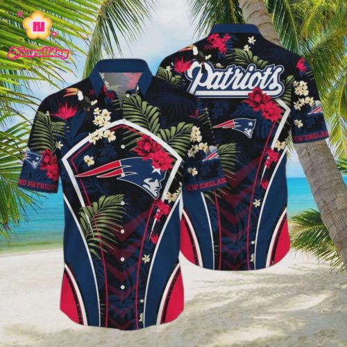 New England Patriots Flower Tropical Floral Hawaiian Shirt