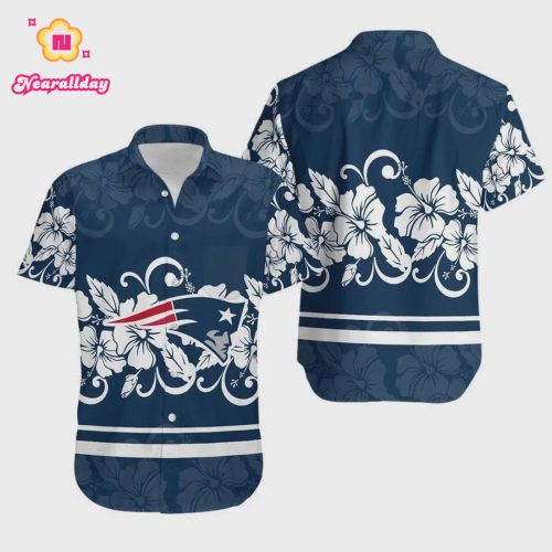New England Patriots Hibiscus Flowers Hawaiian Shirt V1