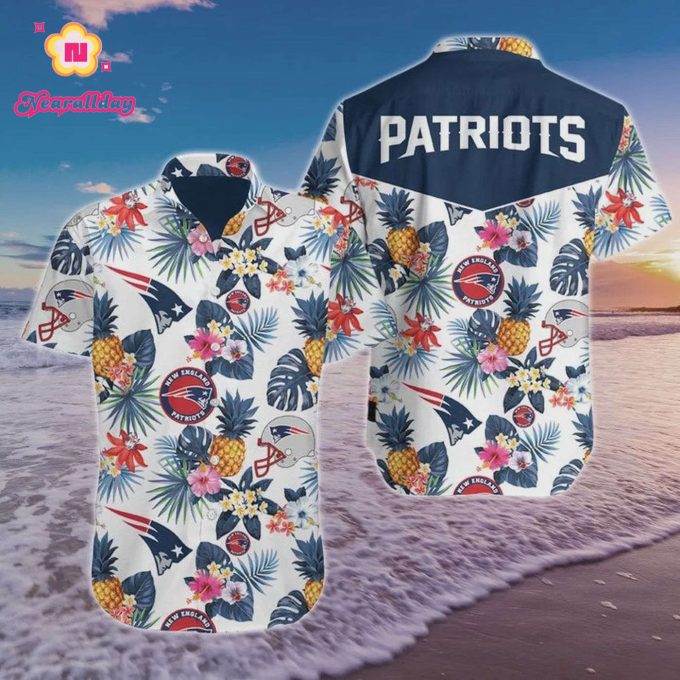 New England Patriots Logo Football Art Hawaiian Shirt