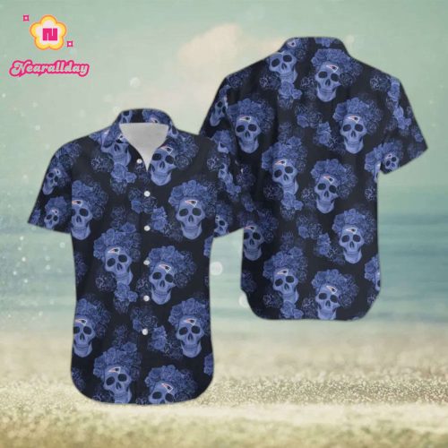 New England Patriots Mystery Skull And Flower Funny Hawaiian Shirt