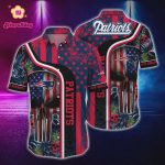 New England Patriots Skull And US Flag Hawaiian Shirt