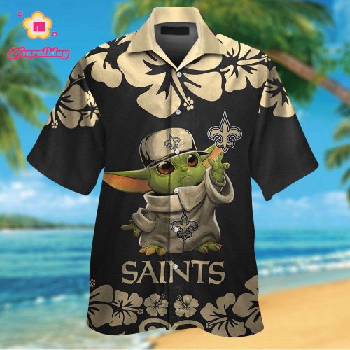 New Orleans Saints & Baby Yoda Hawaiian Shirt Gift for Men Women #2