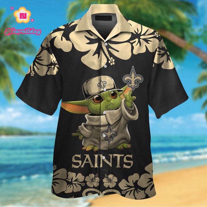 New Orleans Saints & Baby Yoda Hawaiian Shirt Gift for Men Women #2