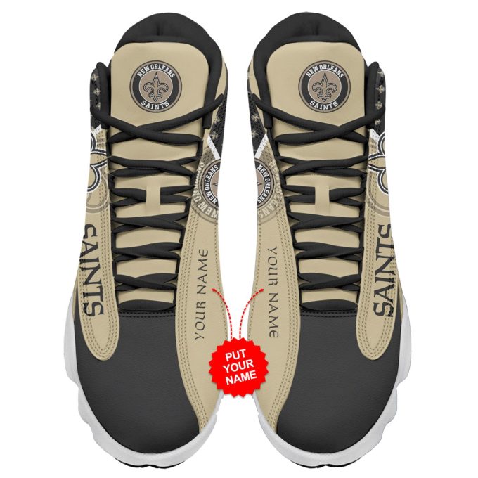 New Orleans Saints Custom Name Air Jordan 13 Sneakers 1063