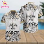 New Orleans Saints Design With Flowers And Big Logo Hawaiian Shirt