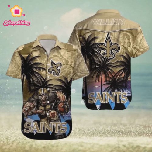 New Orleans Saints Football Custom Name Outfit Hawaiian Shirt V1