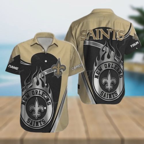 New Orleans Saints Football Custom Name Outfit Hawaiian Shirt V3