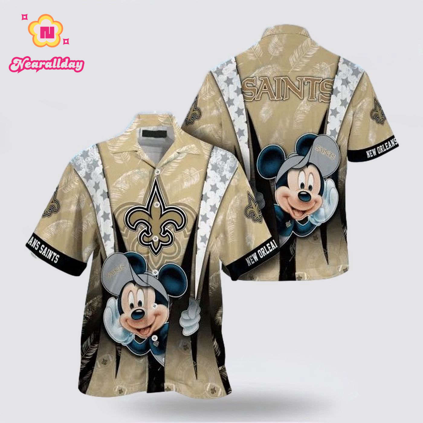 New Orleans Saints Nfl Mickey Mouse Hawaiian Shirt For Fans New Orleans Saints Nfl Mickey Mouse Hawaiian Shirt For Fans