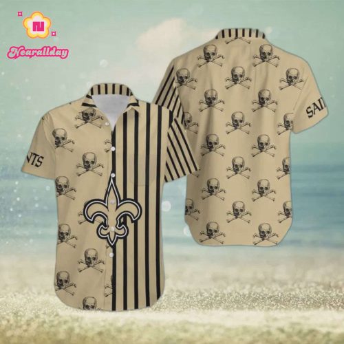 New Orleans Saints Stripes And Skull Danger Hawaiian Shirt