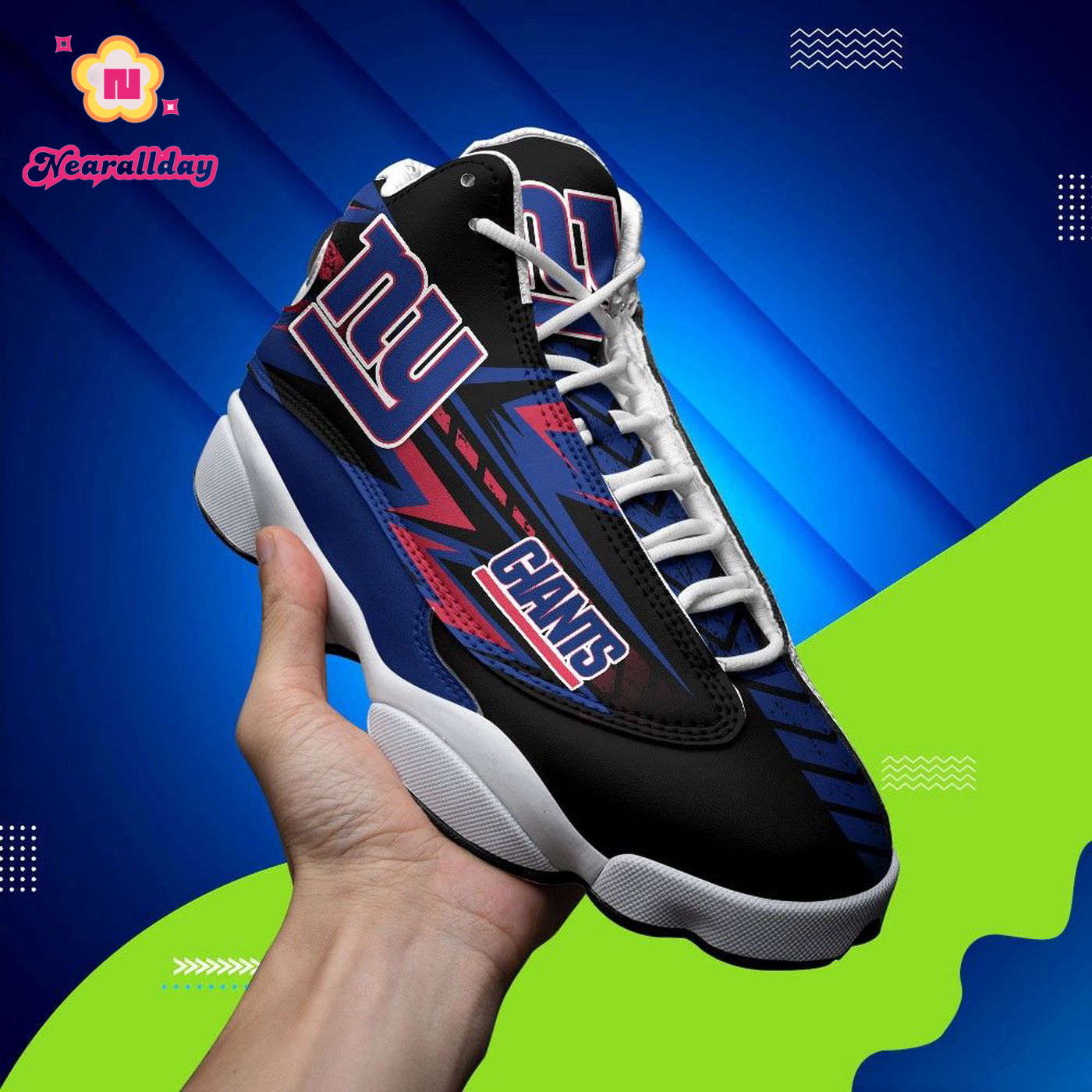 New York Giants Air Jordan 13 Sneaker Custom For Fans Gift New York Giants Air Jordan 13 Sneaker Custom For Fans Gift