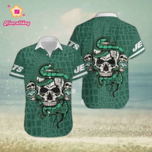 New York Jets Snake And Skull Octopus Hawaiian Shirt