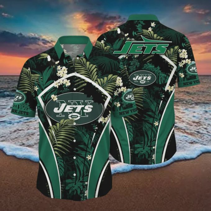 New York Jets Tropical Pattern Hawaiian Shirt
