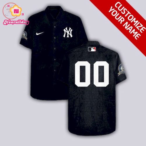 Custom New York Yankees All Black Hawaiian Shirt – Personalized MLB Fan Gear