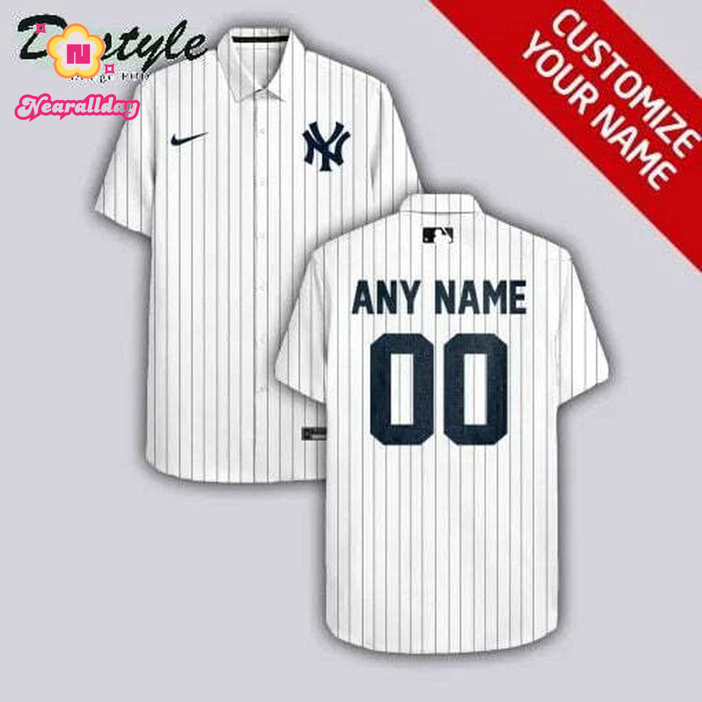 Custom New York Yankees White Hawaiian Shirt with Personalized Name and Number Custom New York Yankees White Hawaiian Shirt with Personalized Name and Number