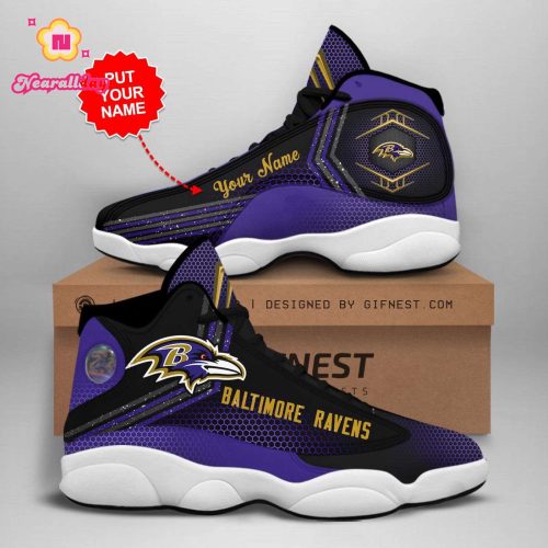 NFL Baltimore Ravens Custom Name Air Jordan 13 Shoes V1