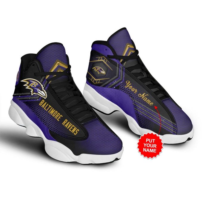 NFL Baltimore Ravens Custom Name Air Jordan 13 Shoes V1