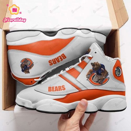 NFL Chicago Bears White Orange Stripes For Fans Air Jordan 13 Shoes