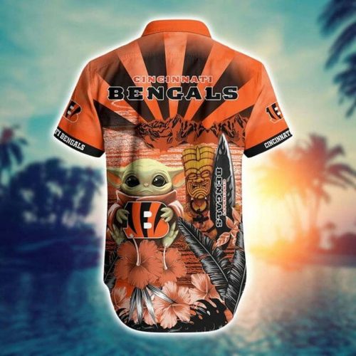NFL Cincinnati Bengals Baby Yoda Orange Hawaiian Shirt Men & Women Aloha Shirt