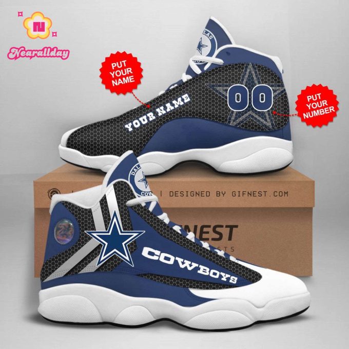 NFL Dallas Cowboys Custom Name Number Air Jordan 13 Shoes V9