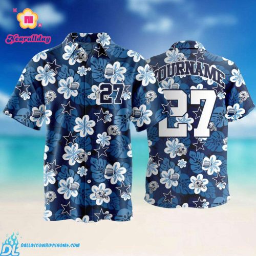 NFL Dallas Cowboys Logo and Flower Hawaiian Shirt