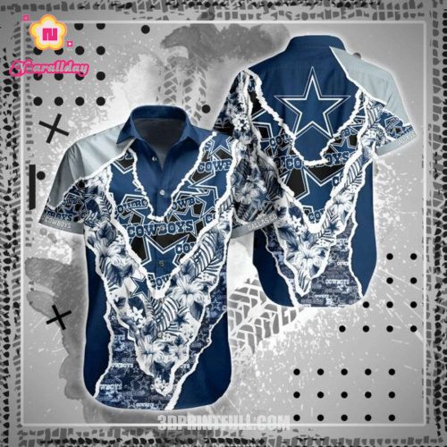 NFL Dallas Cowboys Smell White Flower Hawaiian Shirt V2 Men & Women Aloha Shirt