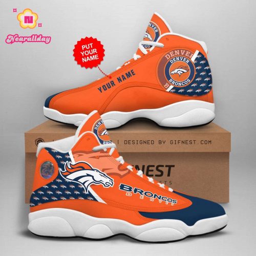 NFL Denver Broncos Custom Name Air Jordan 13 Shoes V1
