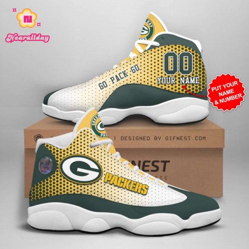 NFL Green Bay Packers Custom Name Air Jordan 13 Shoes V7