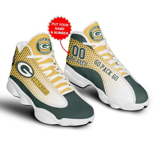 NFL Green Bay Packers Custom Name Air Jordan 13 Shoes V7