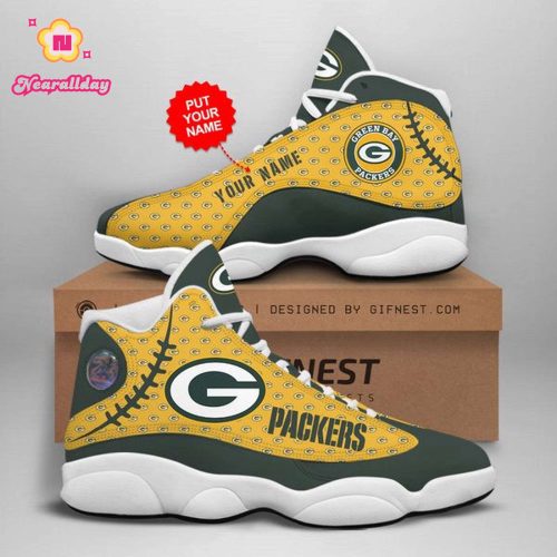 NFL Green Bay Packers Custom Name Air Jordan 13 Shoes V8