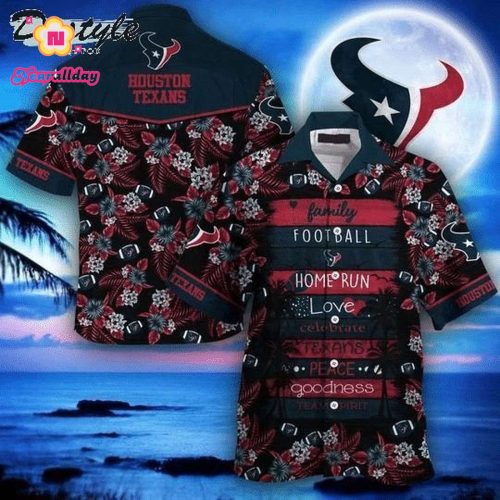 NFL Houston Texans Blue Red Flower Hawaiian Shirt Men & Women Aloha Shirt