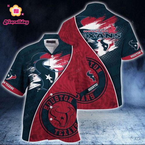 NFL Houston Texans Blue Red Hawaiian Shirt Men & Women Aloha Shirt
