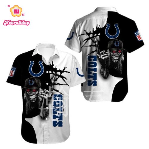 NFL Indianapolis Colts Halloween Iron Maiden Hawaiian Shirt Men & Women Aloha Shirt
