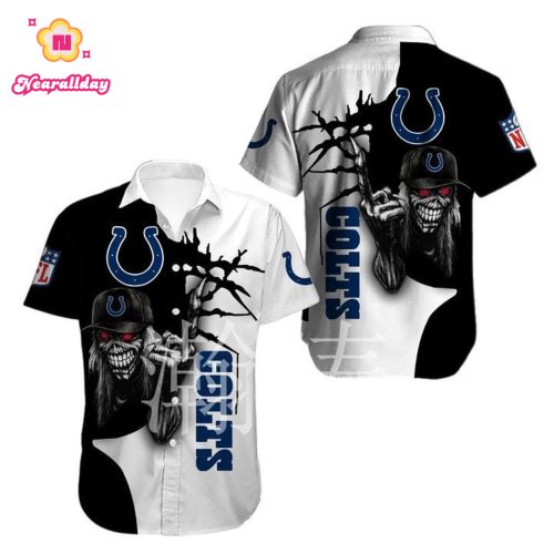 NFL Indianapolis Colts Halloween Iron Maiden Hawaiian Shirt Men & Women Aloha Shirt
