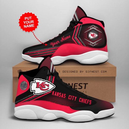 NFL Kansas City Chiefs Custom Name Red Black Air Jordan 13 Shoes