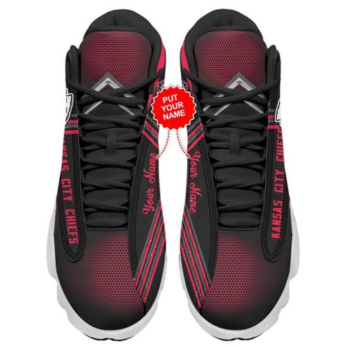 NFL Kansas City Chiefs Custom Name Red Black Air Jordan 13 Shoes