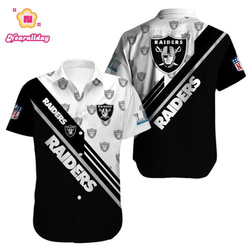 NFL Las Vegas Raiders Black White Hawaiian Shirt Men & Women Aloha Shirt