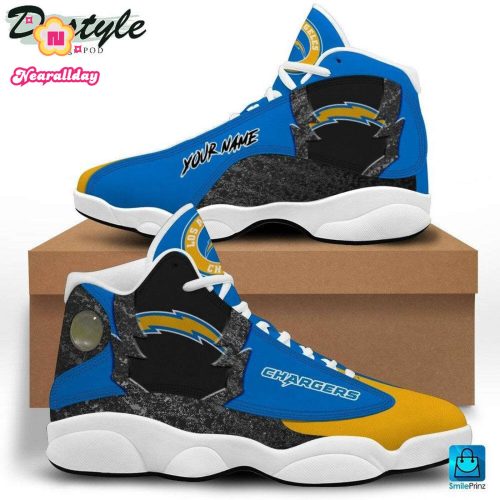 NFL Los Angeles Chargers Custom Name Powder Blue Gold Air Jordan 13 Shoes