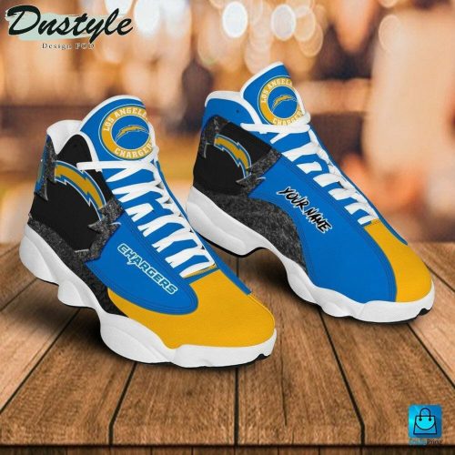 NFL Los Angeles Chargers Custom Name Powder Blue Gold Air Jordan 13 Shoes