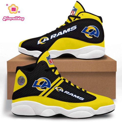 NFL Los Angeles Rams Yellow Black Stripes Air Jordan 13 Shoes