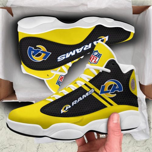 NFL Los Angeles Rams Yellow Black Stripes Air Jordan 13 Shoes