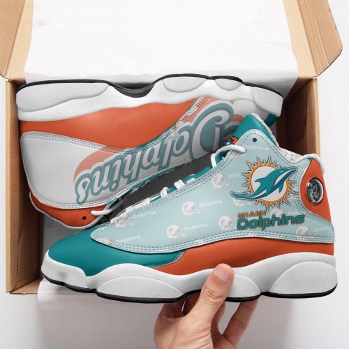 NFL Miami Dolphins Air Jordan 13 Shoes White Aqua Orange