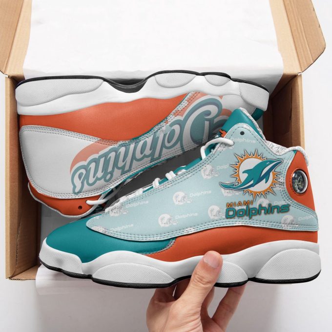 NFL Miami Dolphins Air Jordan 13 Shoes White Aqua Orange