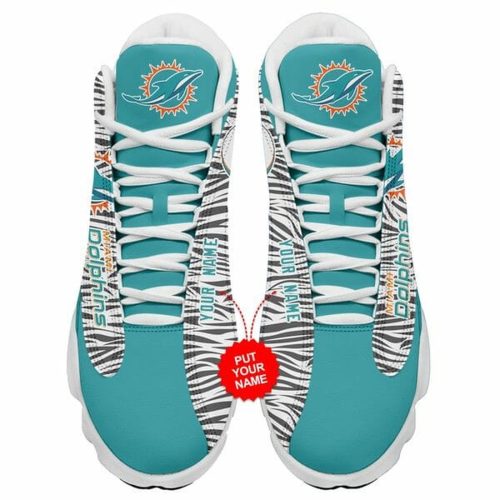 NFL Miami Dolphins Custom Name Number Air Jordan 13 Shoes V2