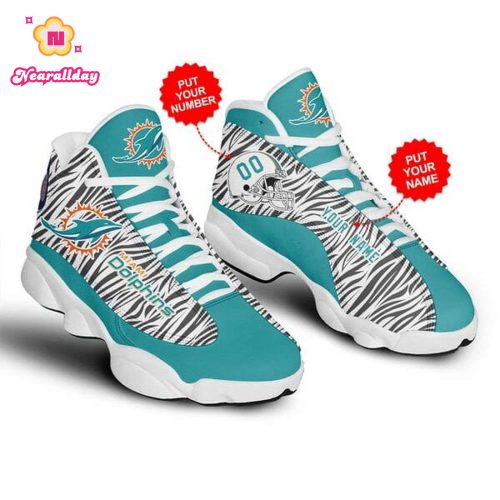 NFL Miami Dolphins Custom Name Number Air Jordan 13 Shoes V2