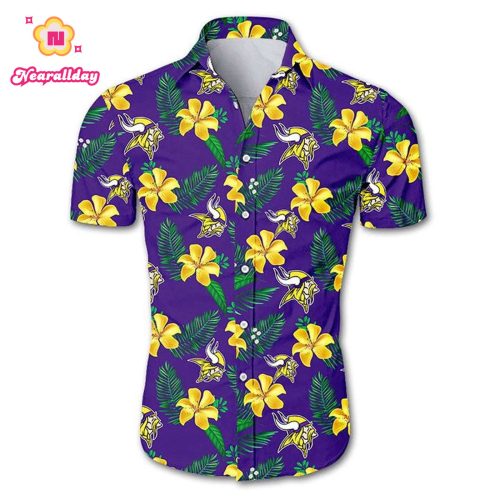NFL Minnesota Vikings Tropical Flower Summer Hawaiian Shirt Men & Women Aloha Shirt