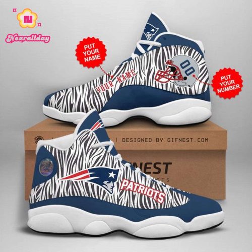 NFL New England Patriots Custom Name Number Air Jordan 13 Shoes V2
