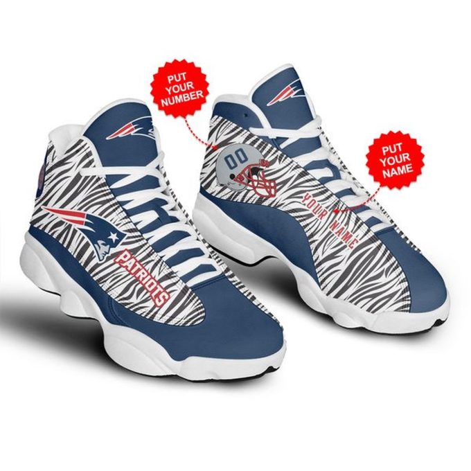 NFL New England Patriots Custom Name Number Air Jordan 13 Shoes V2