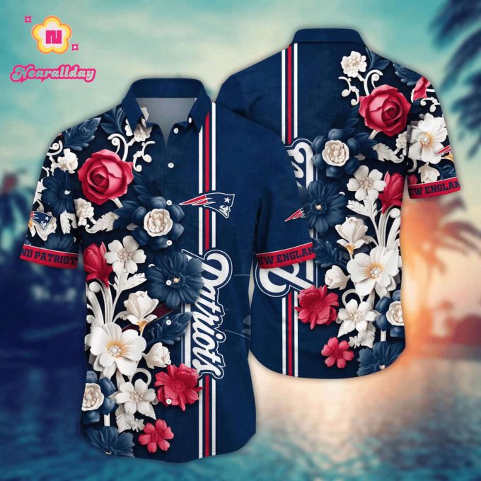 NFL New England Patriots Flower Hawaii Shirt For Fans, Summer Football Shirts Gift