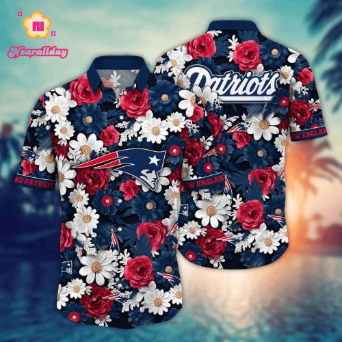 NFL New England Patriots Flower Hawaii Shirt For Fans, Summer Football Shirts Gift