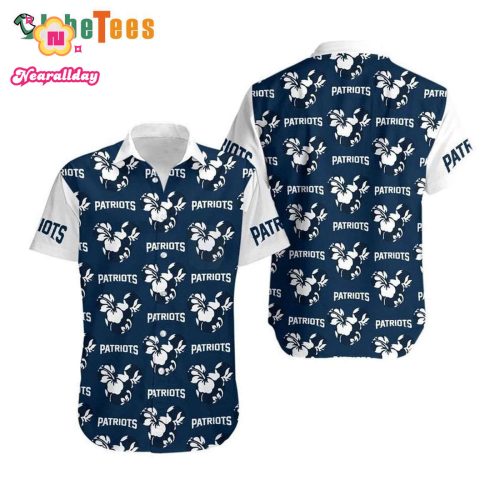 NFL New England Patriots Hawaiian Shirt Mickey Face and Flowers  Perfect Gifts For Your Loved Ones